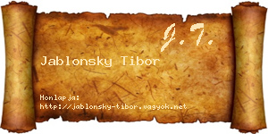 Jablonsky Tibor névjegykártya